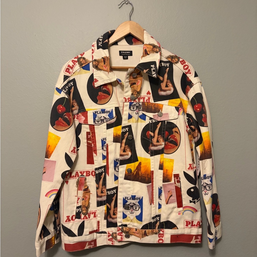 PLAYBOY Cream Multicolor Patchwork Print Jacket - image 1
